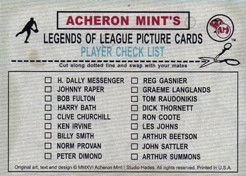 2016 Acheron Mint Legends Of League #12 Norm Provan Back